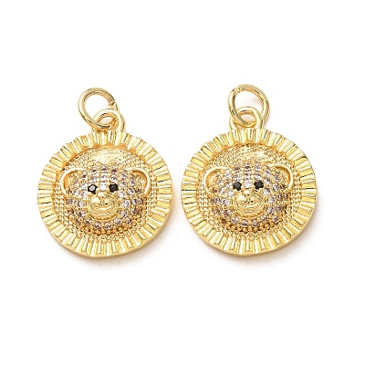 Brass Micro Pave Black Cubic Zirconia Pendants CU-E003-18G-28-1