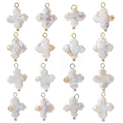 16Pcs 2 Styles Natural Baroque Pearl Pendants PALLOY-HS00047-1