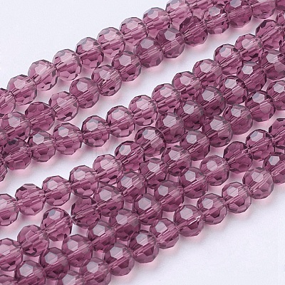 Faceted(32 Facets) Round Glass Beads Strands X-EGLA-J042-4mm-06-1