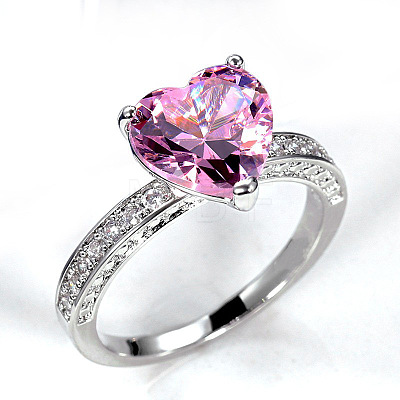 Brass Micro Pave Cubic Zirconia Finger Rings for Women FS-WGC99AF-02-1