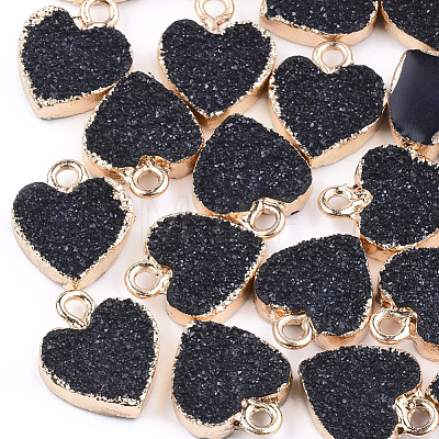 Electroplate Druzy Resin Pendants RESI-S366-01-M-1