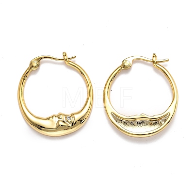 Brass Micro Pave Clear Cubic Zirconia Hoop Earrings EJEW-B006-01G-1