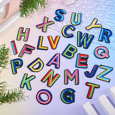 26Pcs Letter A~Z Two Tone Computerized Embroidery Cloth Iron on/Sew on Patches PATC-TA0001-47-1