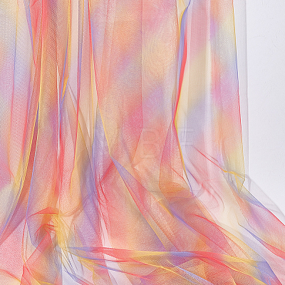 Rainbow Color Polyester Mesh Fabric DIY-WH0496-43B-1