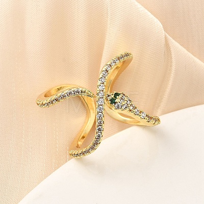 Brass Micro Pave Cubic Zirconia Cuff Rings for Women RJEW-F188-01G-1