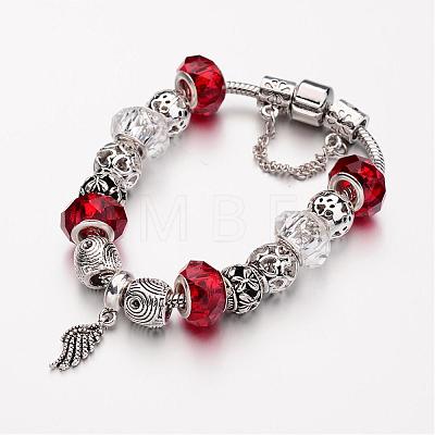 Alloy Glass Bead European Bracelets BJEW-L602-01-1
