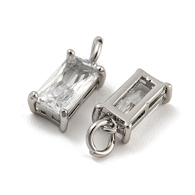 Brass Micro Pave Clear Cubic Zirconia Charms KK-G490-21P-1