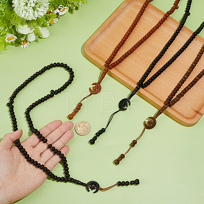 4Pcs 4 Colors Acrylic Rondelle Rosary Bead Necklaces NJEW-PH0001-57-1