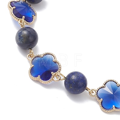 Glass & Natuarl Lapis Lazuli Slider Bracelets BJEW-JB12898-01-1
