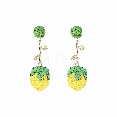 Bohemia Raffia & Alloy Stud Dangle Earrings WG3AA71-03-1