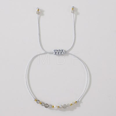 Natural Moonstone & Brass Beads Braided Bead Bracelets for Women HH4245-8-1