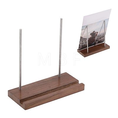 Wood Vinyl Record Slotted Display Stands with Stainless Steel Support ODIS-WH0043-344C-1