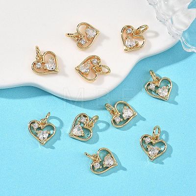 SHEGRACE Valentine's Day Brass Clear Cubic Zirconia Charms XGRQ3P465-595G-1