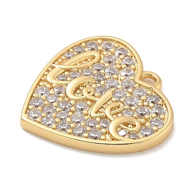 Rack Plating Brass Micro Pave Cubic Zirconia Pendants KK-L224-011G-01-1