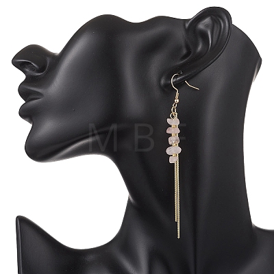 Natural Rose Quartz Chip Dangle Earrings EJEW-JE06712-01-1