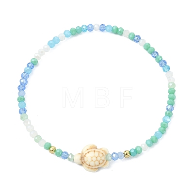 Abacus Glass & Dyed Synthetic Turquoise Beads Stretch Bracelets for Women BJEW-JB13812-01-1