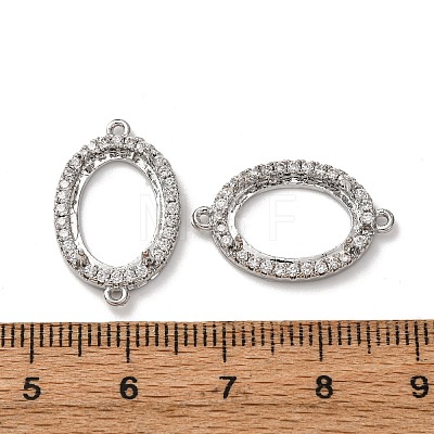 Oval Brass Micro Pave Clear Cubic Zirconia Connector Cabochons Settings KK-NH0007-03P-1