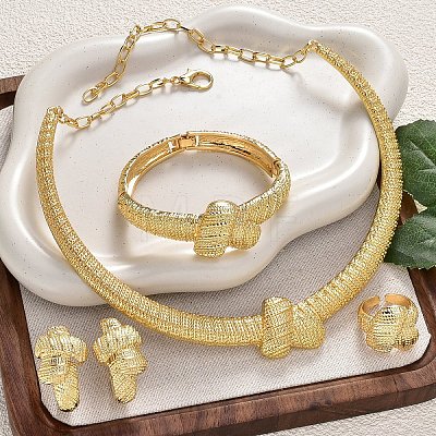 Brass Necklaces & Bangles & Earrings & Rings Sets FS-WGDFD3A-02-1
