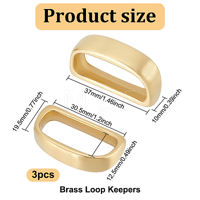 BENECREAT Brass Loop Keepers KK-BC0012-71-1