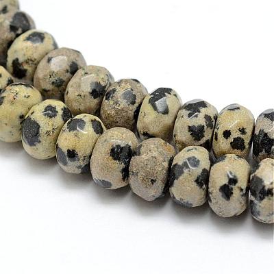 Faceted Natural Dalmatian Jasper Rondelle Beads Strands G-K090-03-1