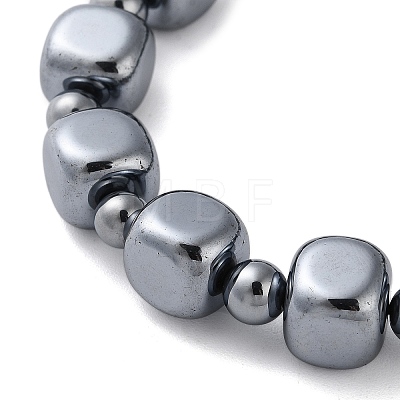 Cube & Round Synthetic Terahertz Stone Beaded Stretch Bracelets for Women Men BJEW-F471-03-1