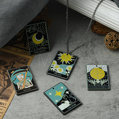 10Pcs 5 Styles Printed Acrylic Pendants OACR-CJ0001-30-1