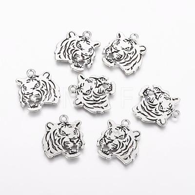 Tibetan Style Alloy Tiger Pendants TIBEP-Q043-298-RS-1