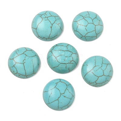 Craft Findings Dyed Synthetic Turquoise Gemstone Flat Back Dome Cabochons TURQ-S266-14mm-01-1