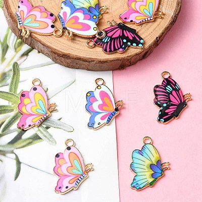 10Pcs 5 Colors Printed Alloy Pendants FIND-YW0001-95-1