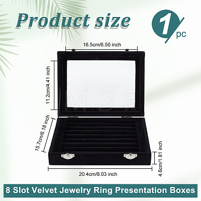 8 Slot Velvet Jewelry Ring Presentation Boxes VBOX-WH0016-01B-1
