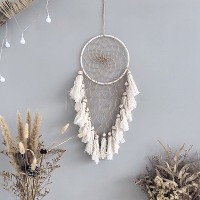 Cotton Woven Net/Web with Feather Hanging Decorations PW-WGCA9CC-01-1