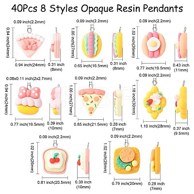 40Pcs 8 Styles Opaque Resin Pendants RESI-CJ0003-47-1