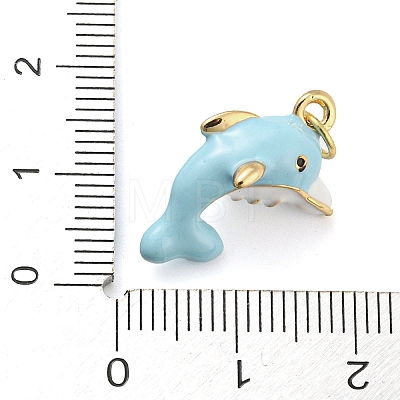 Dolphin Rack Plating Brass Enamel Pendants X-KK-Q804-09G-1