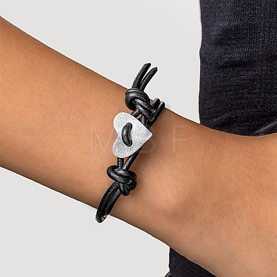 Heart Imitation Leather Cord Bracelets FS-WG388D3-02-1