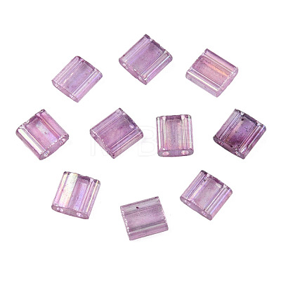 Plating 2-Hole Transparent Glass Seed Beads SEED-N004-008-1