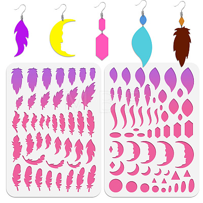 2Pcs 2 Style PET Plastic Earring Handwork Template DIY-WH0571-010-1