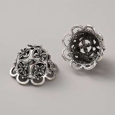 Tibetan Style Alloy Bead Caps LS-TIBE-WH0005-027AS-1