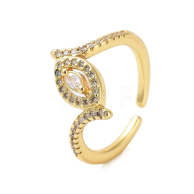 Brass Pave Cubic Zirconia Cuff Rings RJEW-U012-04G-05-1