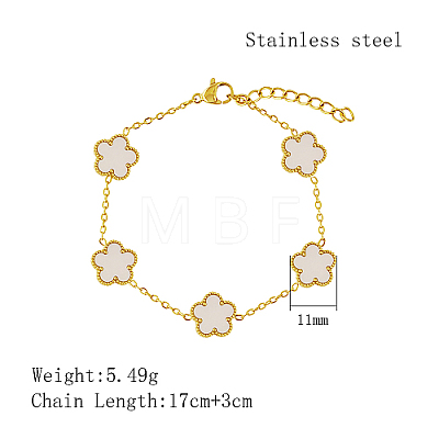 Natural Shell Flower Link Chain Bracelet XT3040-3-1