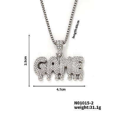 Fashionable Full Alloy Crystal Rhinestone GAME English Letter Pendant Necklaces for Street Rock KS9469-2-1