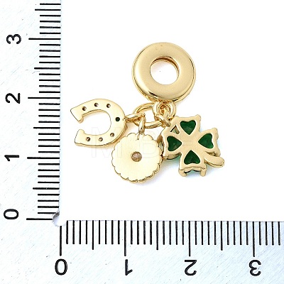 Saint Patrick's Day Brass Pave Green Cubic Zirconia European Dangle Charms KK-Z150-09G-1
