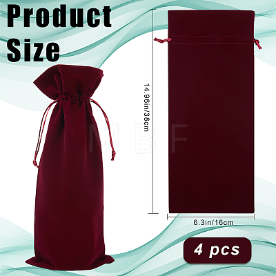 4Pcs Velvet Wine Bottle Packing Pouches ABAG-BBC0001-13B-1