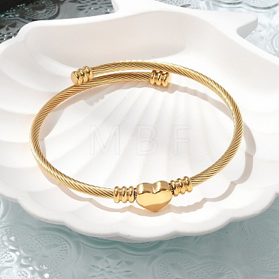 304 Stainless Steel Torque Bangles for Women BJEW-M042-08G-1