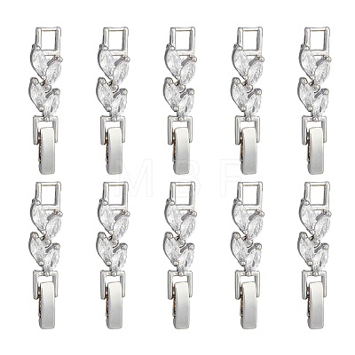 10Pcs Brass Clear Cubic Zirconia Watch Band Clasps ZIRC-FH0001-38P-1