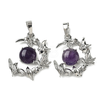 Natural Amethyst Pendants G-B194-01P-10-1
