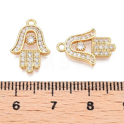 Brass Micro Pave Clear Cubic Zirconia Pendants KK-T073-21G-1