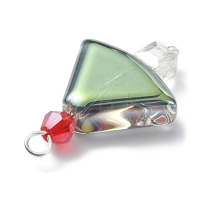 Electroplate Transparent Glass Beaded Pendents PALLOY-JF02116-1