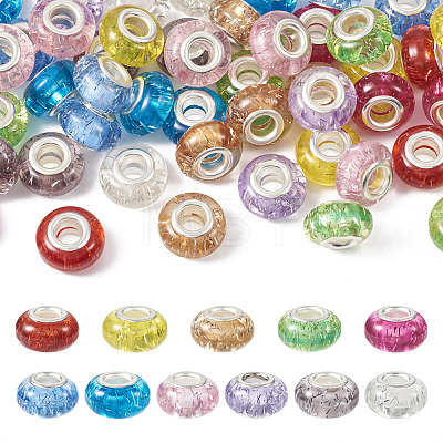 66Pcs 11 Colors Rondelle Resin European Beads RPDL-TA0001-03-1