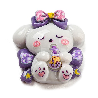 Opaque Resin Cute Puppy Cabochons CRES-P026-BM-1