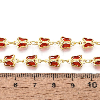 Brass Glass Butterfly Charm Link Chains CHC-T018-11D-G-1
